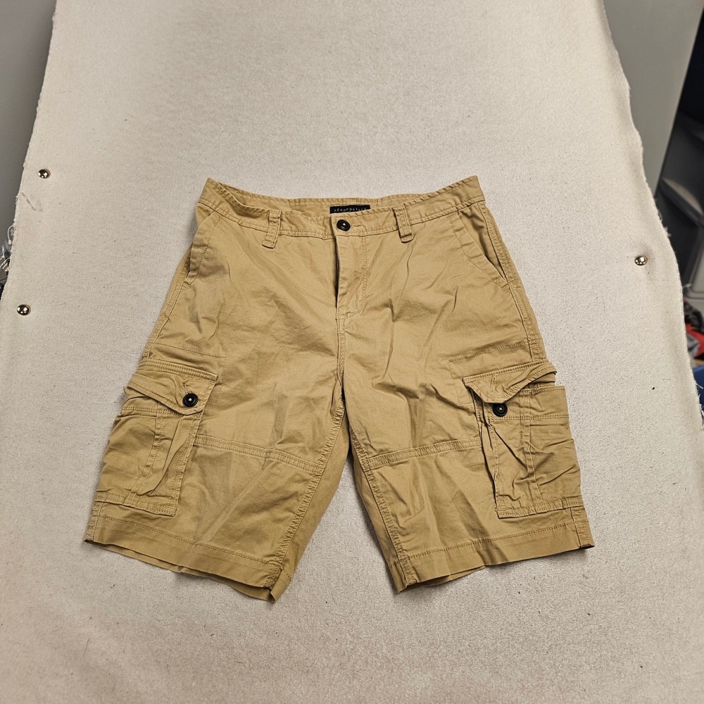 Aeropostale Mens Tan Khaki Cargo Shorts Size 31 Stretch Cotton RN154379